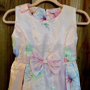 Pink Satin Floral Dress